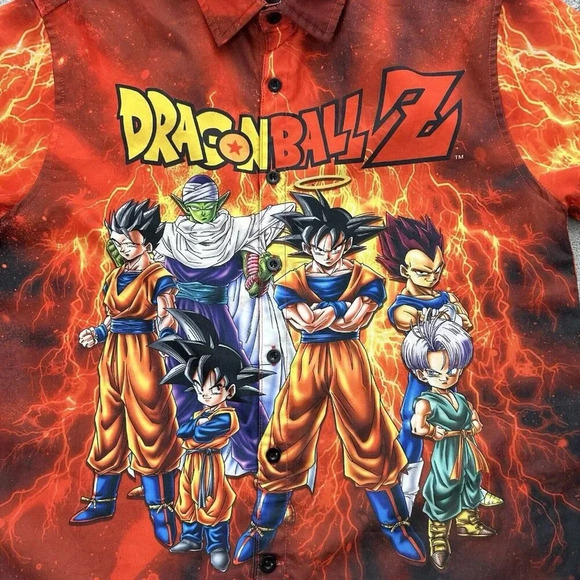 Forever 21 x Dragonball Z Shirt Adult Small Button Up Short Sleeve AOP Anime - Picture 4 of 10